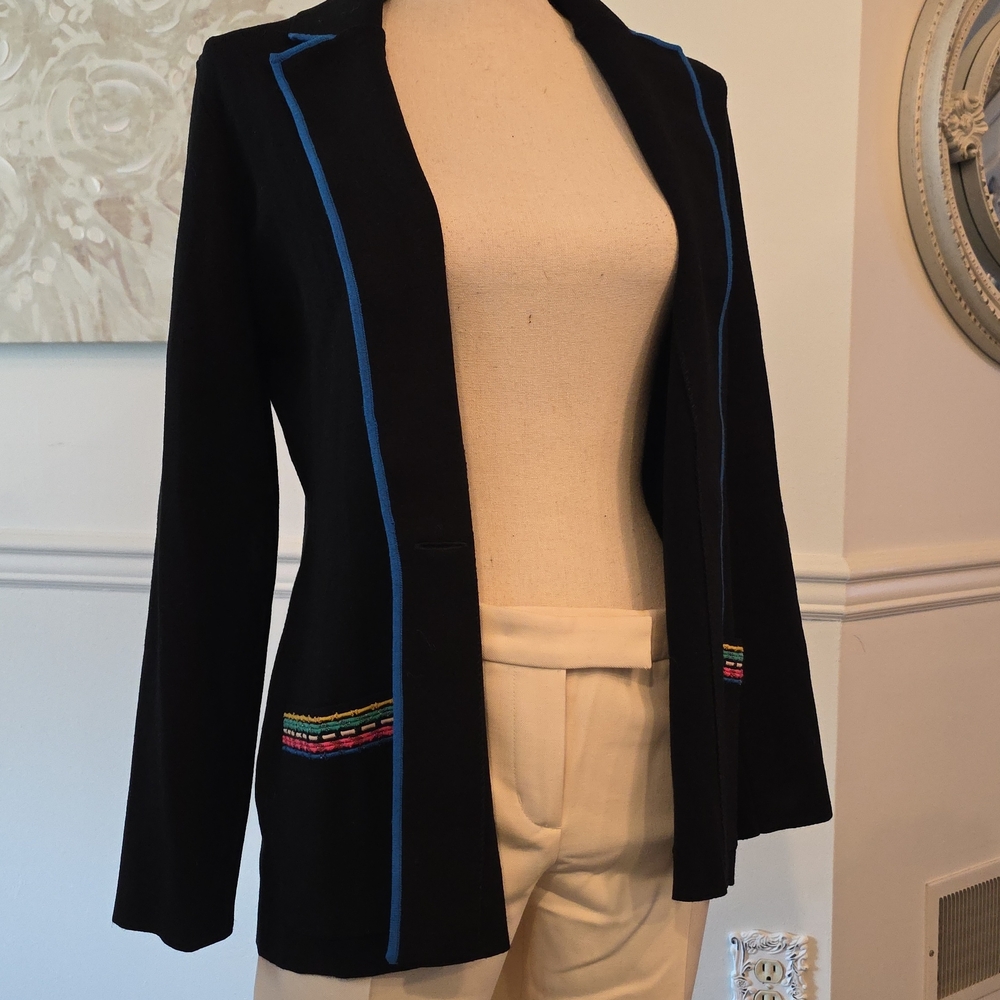Knitss Black Jacket with Blue Trim